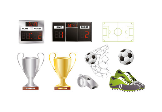 Colorful Soccer Sport Illustration Set