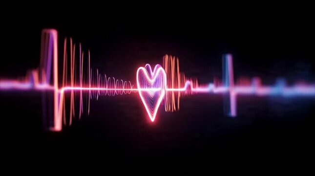 valentine Heartbeat wave visualization with neon pink and blue lights