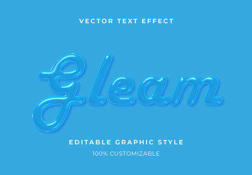 Cyan Chrome Glass Text Effect Glossy Crystal Font