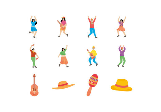 Colorful Festa Junina Vector Illustration Set