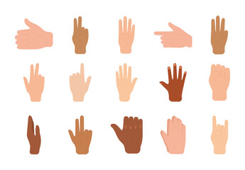 Beige And Brown Hands Gestures Icons Set