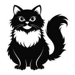 Obraz premium persian cat line art silhouette vector illustration