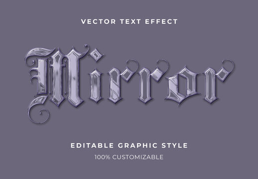 Gray Chrome Glass Text Effect Shiny Blackletter Font