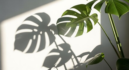 Monstera plant shadow on wall