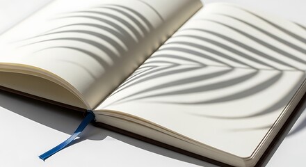 Open notebook with shadow on pages