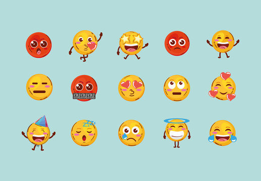 Colorful Emoji Expressions Illustration Set