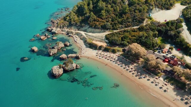 Aerial view of a beautiful Zakynthos beach