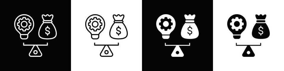 Break Even Point Icon With Variatif Black White Minimal Style