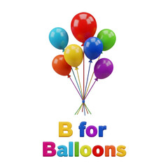 3D icon of a bunch of colorful balloons tied together, representing parties, celebrations, and joy.