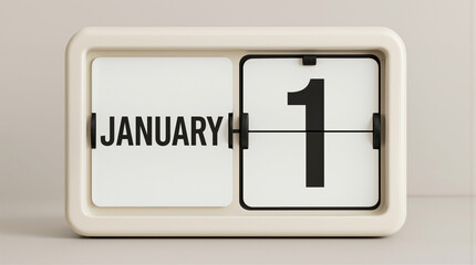 The flip calendar shows January 1. This date represents the start of a new year. Many people celebrate this day with various traditions and resolutions in hopes of new beginnings and positive changes