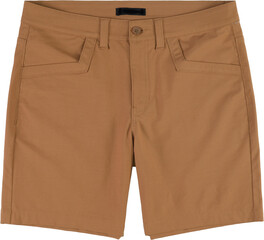 Casual brown cotton shorts isolated on transparent background