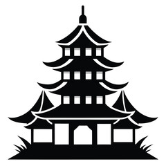Obraz premium pagoda line art silhouette vector illustration