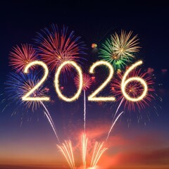 Spectacular Fireworks Blaze Across Night Sky Celebrating 2026 New Year.