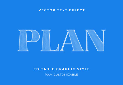 White Blueprint Paper Text Effect Outline Drafting Font