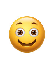 Fototapeta premium A bright yellow smiley face emoji with wide open eyes and a broad smile isolated on a transparent background