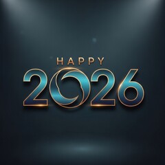 Elegant 2026 New Year celebration graphic with metallic numbers and glow.