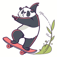 Skateboard Panda Rider