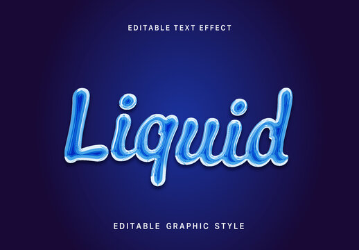 Blue Liquid Text Effect Glossy Fluid Script Font