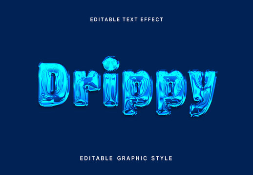 Blue Liquid Text Effect Glossy Gooey Metal Font