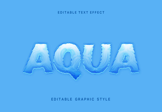 Blue Liquid Text Effect Transparent Water Bold Font