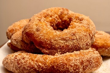 Freshly baked cinnamon sugar doughnuts