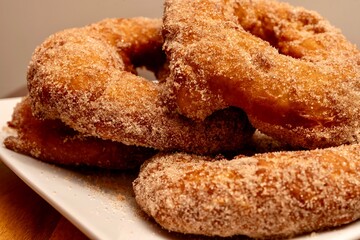 Freshly baked cinnamon sugar doughnuts