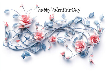 Happy valentine day roses isolated on white background