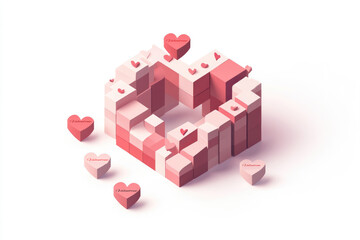 Abstract heart shapes isolated on white background