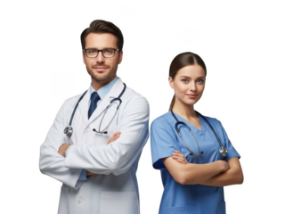 Medical professionals isolated on transparent background