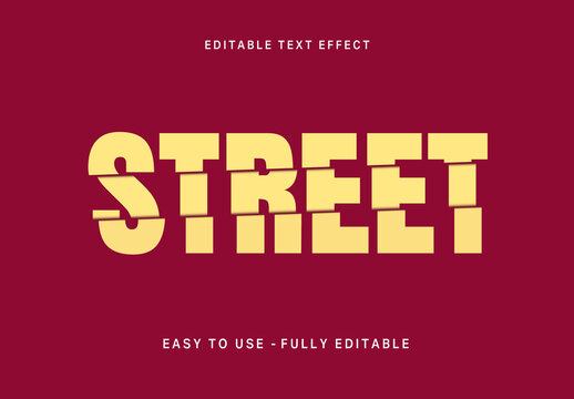 Yellow Sliced Text Effect Embossed Cut Bold Font