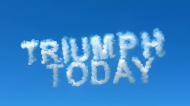 A video showcasing a triumphant message written in the sky on a beautiful day