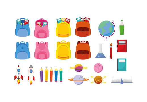 Colorful Back to School Illustration Set