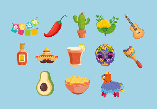 Colorful Cinco de Mayo Illustration Set
