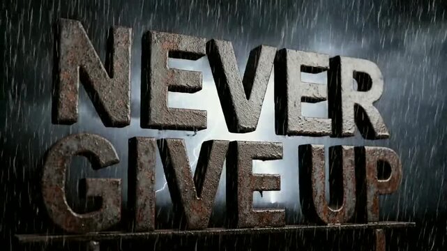 A motivational video showcasing a powerful message to never give up in life
