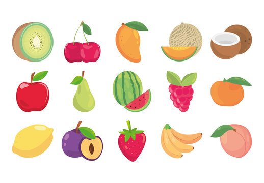 Colorful Fruits Fresh Illustration Set