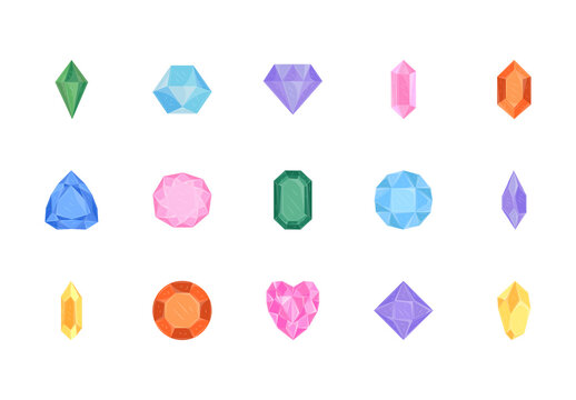 Colorful Gemstones Illustration Set