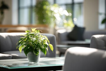 Indoor plant on a table in a bright room.