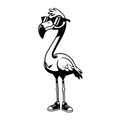 Cool flamingo wearing sunglasses