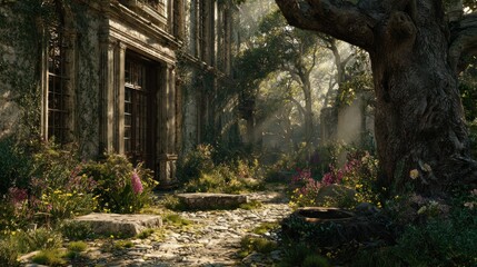 Overgrown Ruins - A Forgotten Mansion Reclaimed by Natures Embrace.