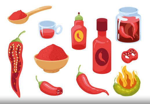Chilli Pepper Spicy Illustration Set