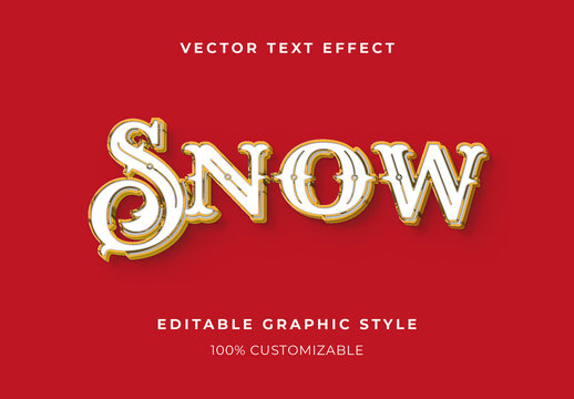 White Ornament Christmas Text Effect 3D Decorative Bold Font