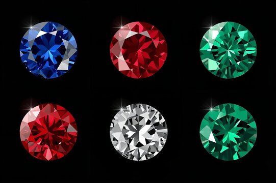 A collection of colorful gemstones on a black background