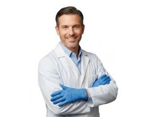Smiling doctor isolated on transparent background