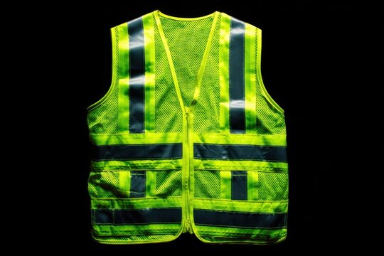 Fluorescent green safety vest with retroreflective strips ideal for visibility during daytime or nighttime activities near roads or construction sites