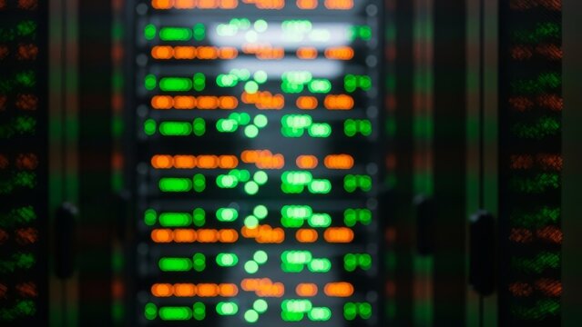 Abstract blurred lights of server racks in a data center for digital technology background - Powered by Adobe
