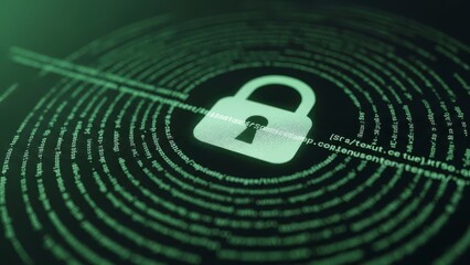 Cybersecurity Lock Protecting Digital Data Stream