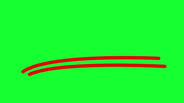 Double lines mark isolated on green screen.  A hand scribble in the form of two lines to emphasize something