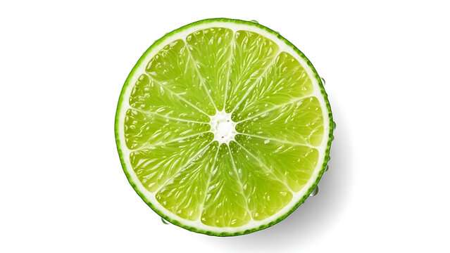 Fresh green lime slice isolated on white background for decoration