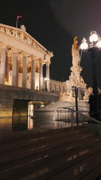 Vienna, Austria - December 13, 2024: Austrian Parliament in Vienna Old Town in Austria