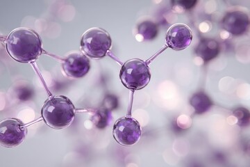 Purple molecular structure showcasing intricate bond formations set against a clean white background in a scientific representation